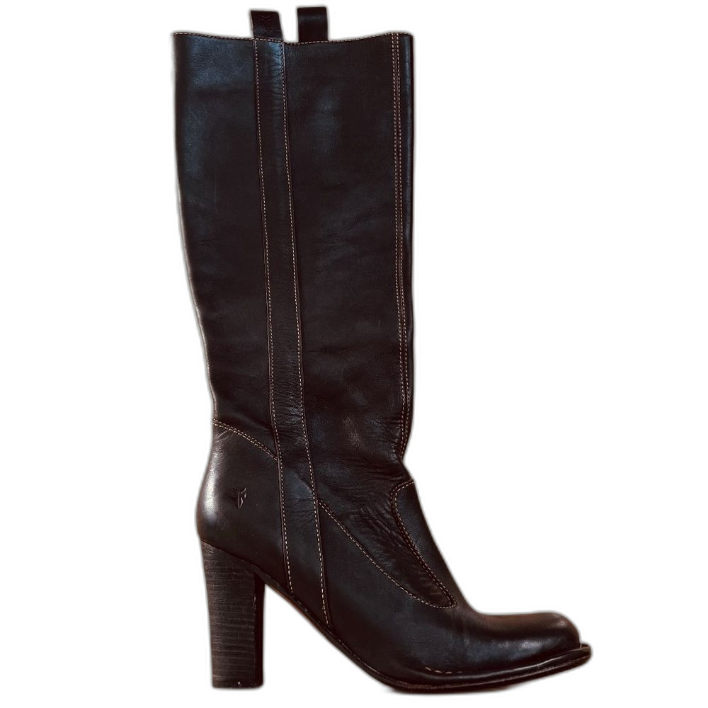 Frye Villager Pull On Distressed All Leather Vampy 90s Leather Tall Boots 10M